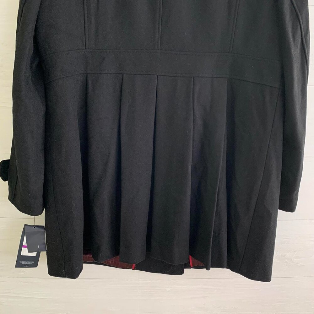 NWT Tommy Hilfiger - Black wool blend double breasted pleated back pea coat, XXL - Picture 5 of 8
